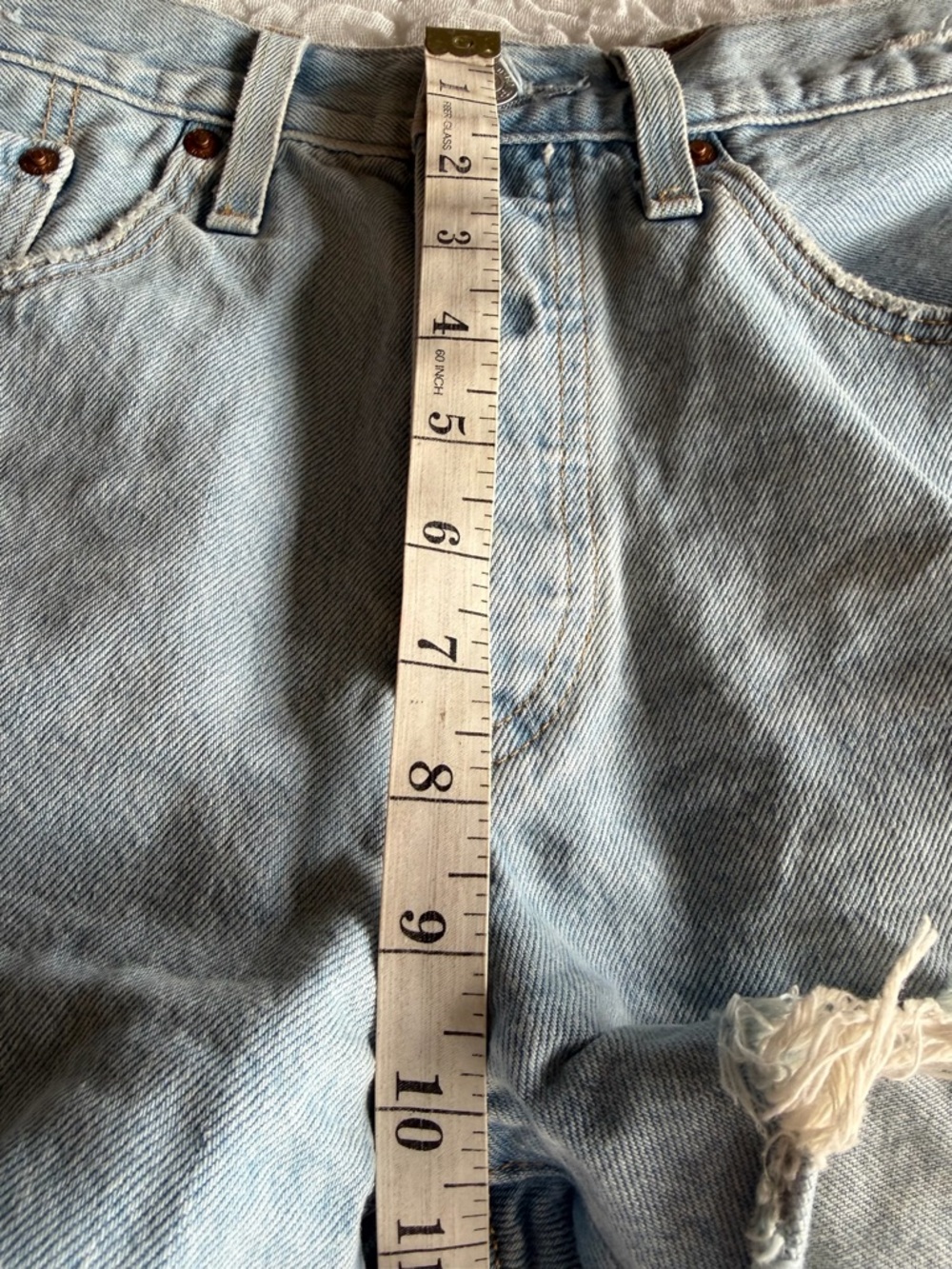 Levis 501 Original High Rise Distressed Denim Shorts 27 - Picture 9 of 10